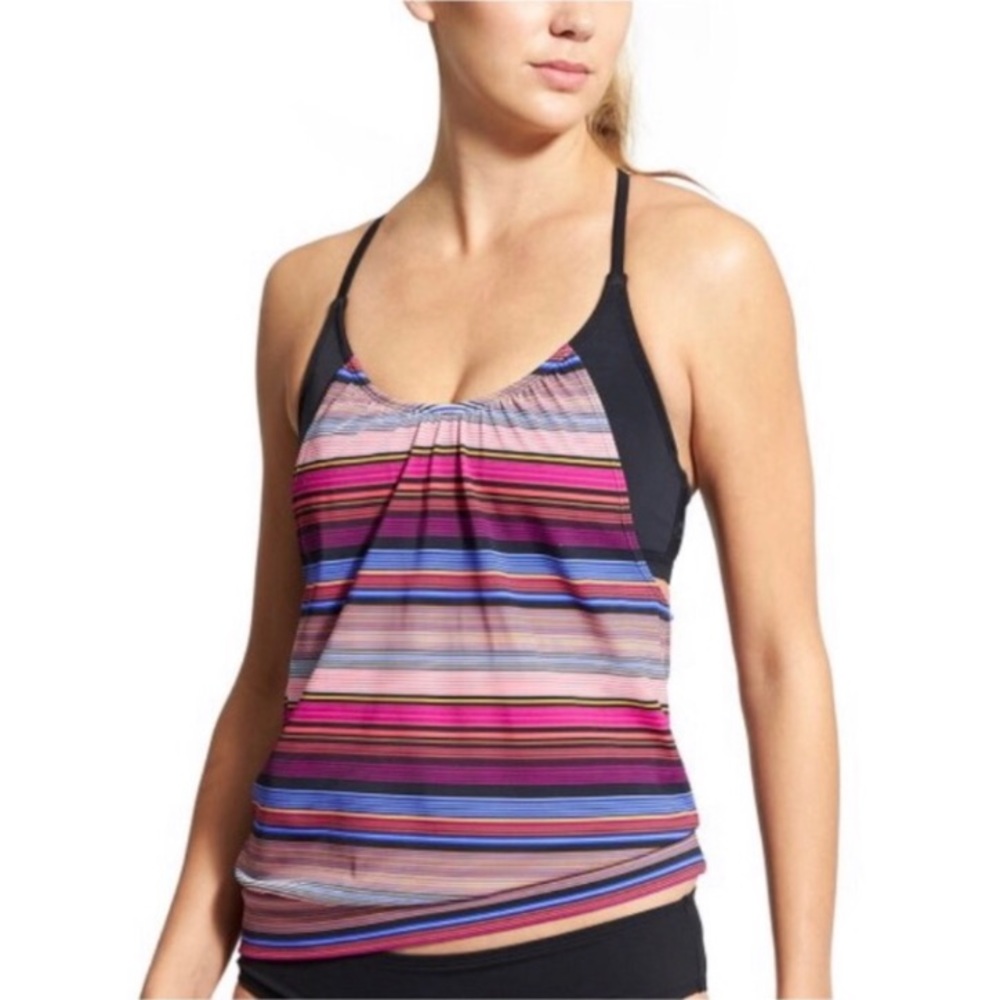 Athleta Capri Stripe Blousy Tankini - 34 B/C
